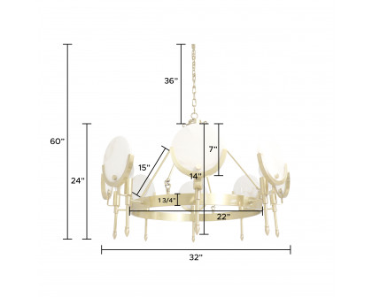 Pasargad - Vendome 8-Lights Candle Style Wagon Wheel LED Chandelier in Gold/Clear, Glass/Steel