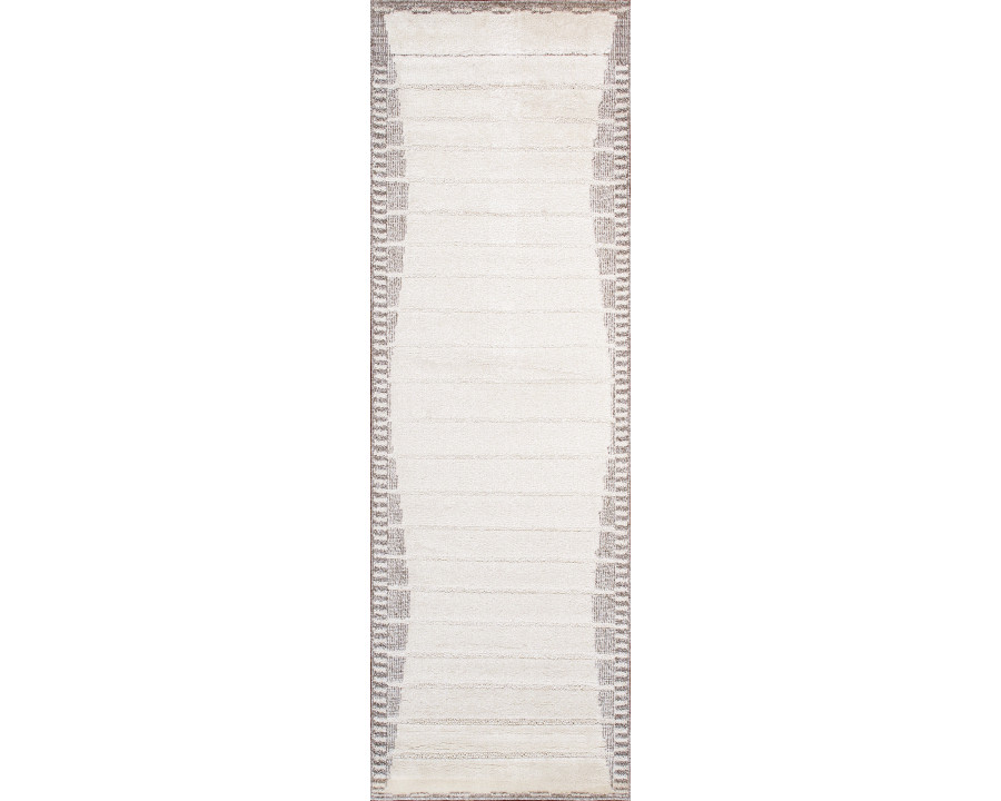 Pasargad Sutton Collection Power Loom Polypropylene/Polyester Area Rug - Ivory/Gray, 31" x 96" (pmf-548iv 2.07x8)