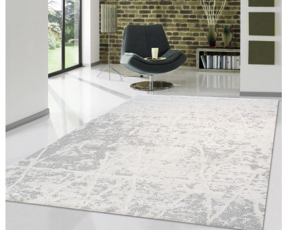 Pasargad Sutton Collection Power Loom Polypropylene/Polyester Area Rug - Ivory/Gray, 48" x 72" (pmf-757iv 4x6)