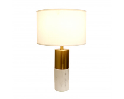 Pasargad - Rhoda Table Lamp in White/Gold, Marble