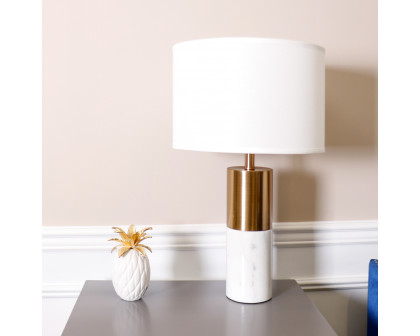 Pasargad - Rhoda Table Lamp in White/Gold, Marble