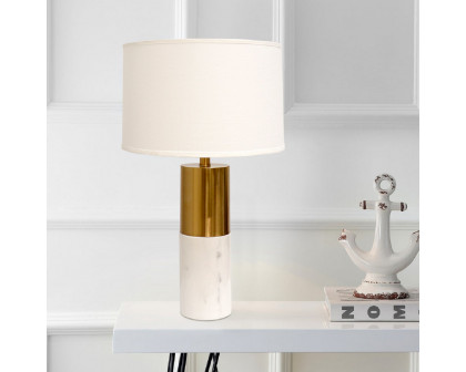 Pasargad - Rhoda Table Lamp in White/Gold, Marble