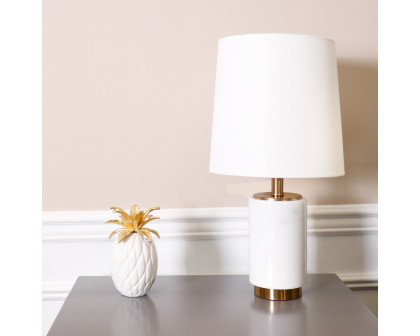 Pasargad - Leon Table Lamp in White/Gold, Marble