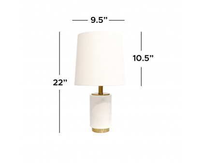 Pasargad - Leon Table Lamp in White/Gold, Marble