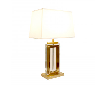 Pasargad - Astoria Table Lamp in Clear/Gold, Glass/Steel