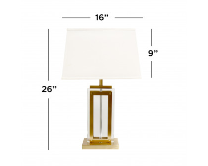 Pasargad - Astoria Table Lamp in Clear/Gold, Glass/Steel