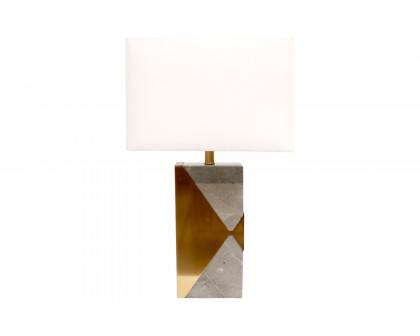 Pasargad - Triumph Collection Gray Marble and Gold Metal Modern Table Lamp with E27 Bulb and White Shade