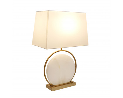 Pasargad - Orb Table Lamp in White/Gold, Metal/Marble