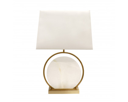 Pasargad - Orb Table Lamp in White/Gold, Metal/Marble