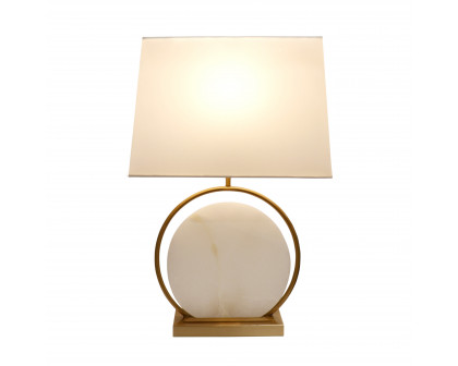 Pasargad - Orb Table Lamp in White/Gold, Metal/Marble