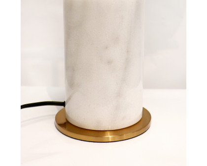 Pasargad - Bianca Table Lamp in White/Gold, Metal/Marble