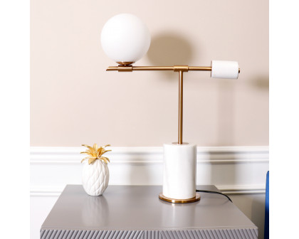 Pasargad - Bianca Table Lamp in White/Gold, Metal/Marble