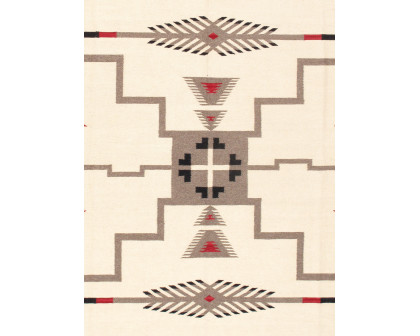 Pasargad Tuscany Collection Flatweave Wool Area Rug - Ivory/Black, 62" x 84" (PNT-184 5x7)