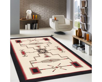 Pasargad Tuscany Collection Flatweave Wool Area Rug - Ivory/Black, 62" x 84" (PNT-184 5x7)