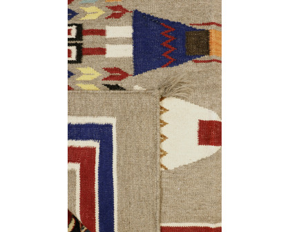 Pasargad - Tuscany Collection Flatweave Wool Area Rug in Mocha/Multi, 51" x 69" (PNT-207 4x6)