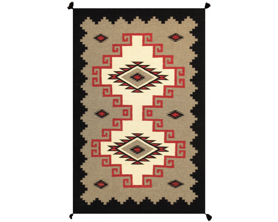 Pasargad - Tuscany Collection Flatweave Wool Area Rug in Mocha/Black, 59" x 84" (PNT-275 5x7)