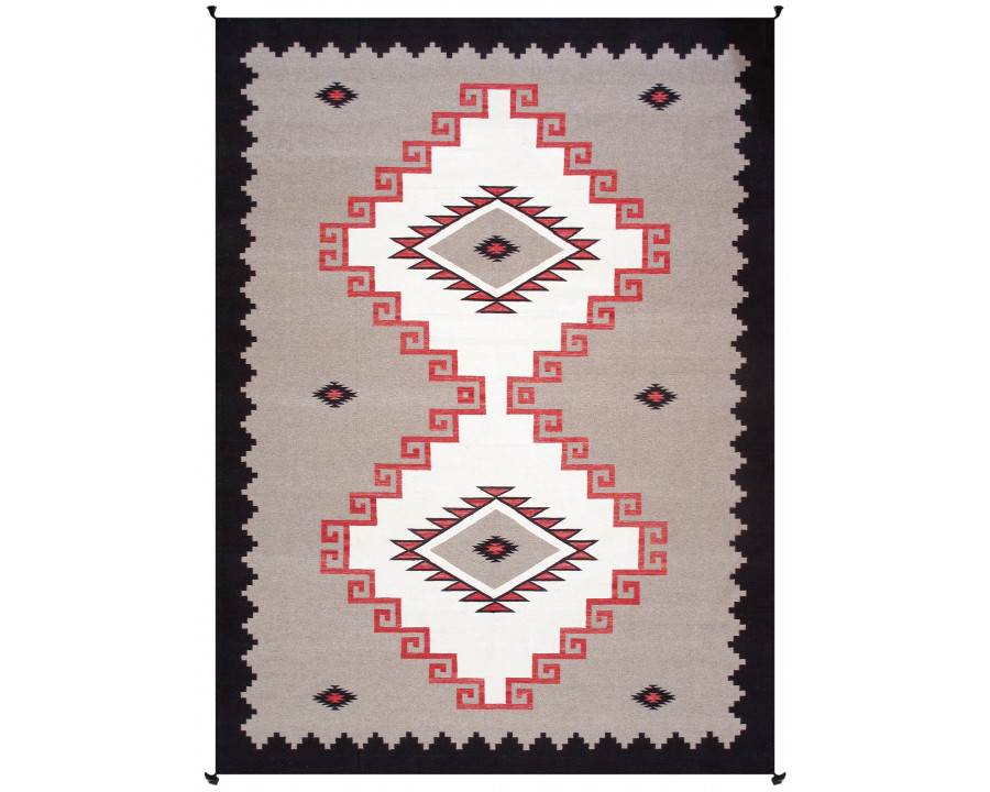 Pasargad - Tuscany Collection Flatweave Wool Area Rug in Mocha/Black, 105" x 144" (PNT-281 9x12)