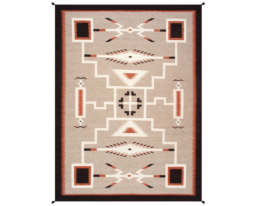 Pasargad Tuscany Collection Flatweave Wool Area Rug - Mocha/Black, 61" x 84" (PNT-284 5x7)