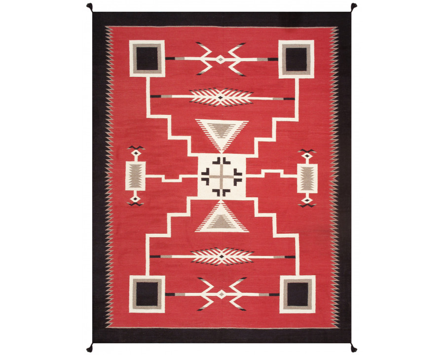 Pasargad - Tuscany Collection Flatweave Wool Area Rug in Red/Black, 108" x 142" (PNT-285 9x12)