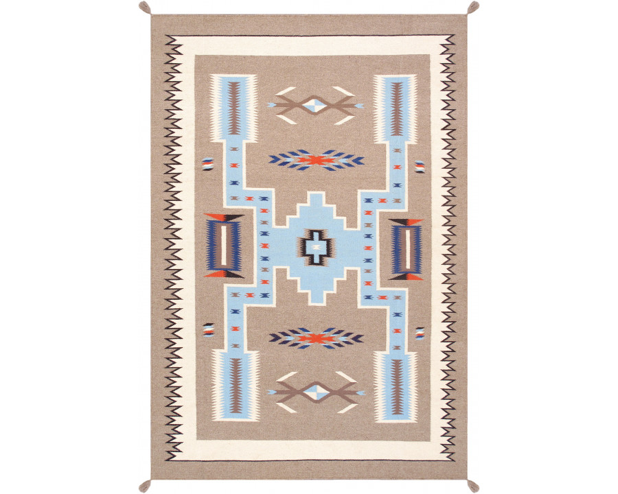 Pasargad - Tuscany Collection Flatweave Wool Area Rug in Mocha/Black, 72" x 109" (PNT-288 6x9)