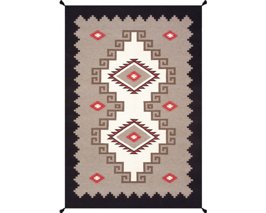 Pasargad - Tuscany Collection Flatweave Wool Area Rug in Mocha/Black, 73" x 108" (PNT-290 6x9)