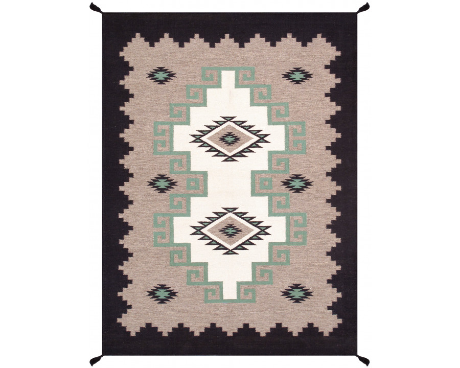 Pasargad - Tuscany Collection Flatweave Wool Area Rug in Mocha/Black, 62" x 83" (PNT-292 5x7)