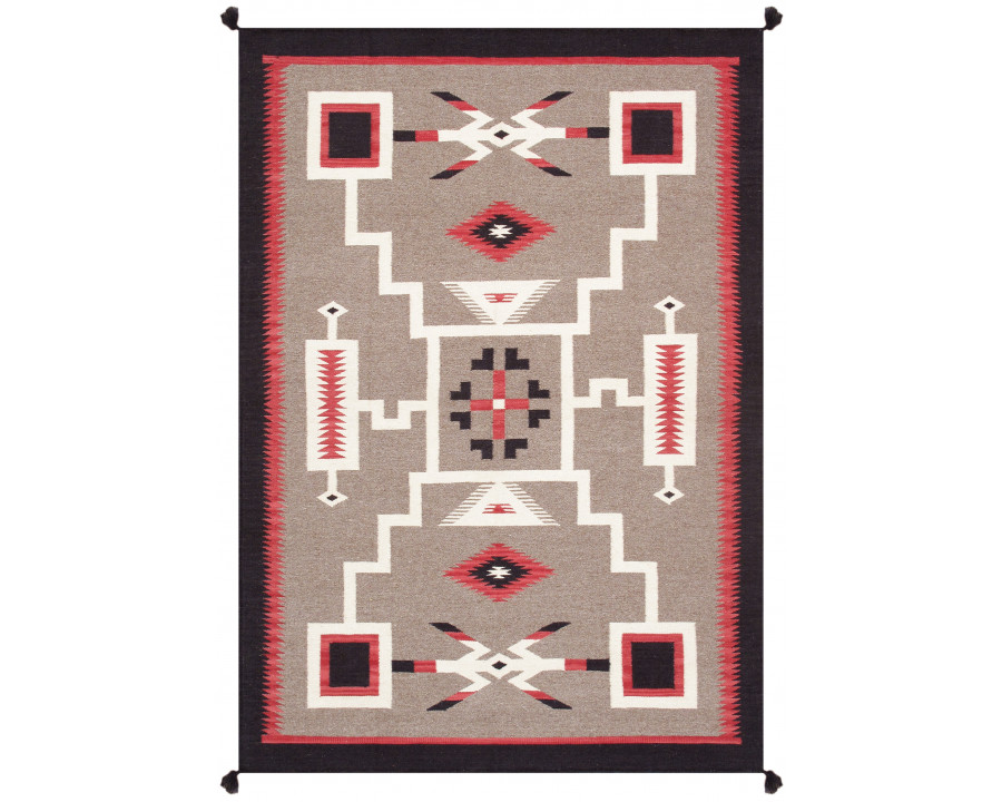 Pasargad - Tuscany Collection Flatweave Wool Area Rug in Mocha/Black, 58" x 84" (PNT-293 5x7)