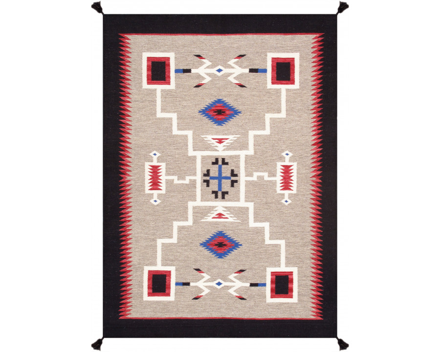 Pasargad - Tuscany Collection Flatweave Wool Area Rug in Mocha/Black, 60" x 83" (PNT-297 5x7)