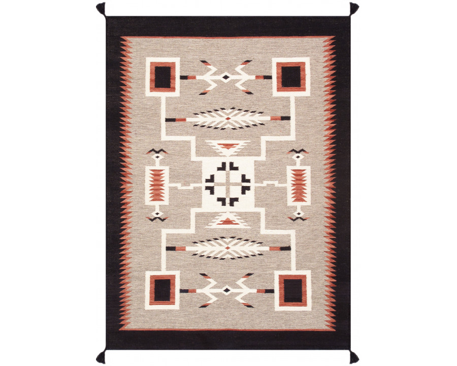 Pasargad - Tuscany Collection Flatweave Wool Area Rug in Mocha/Black, 106" x 147" (PNT-299 9x12)