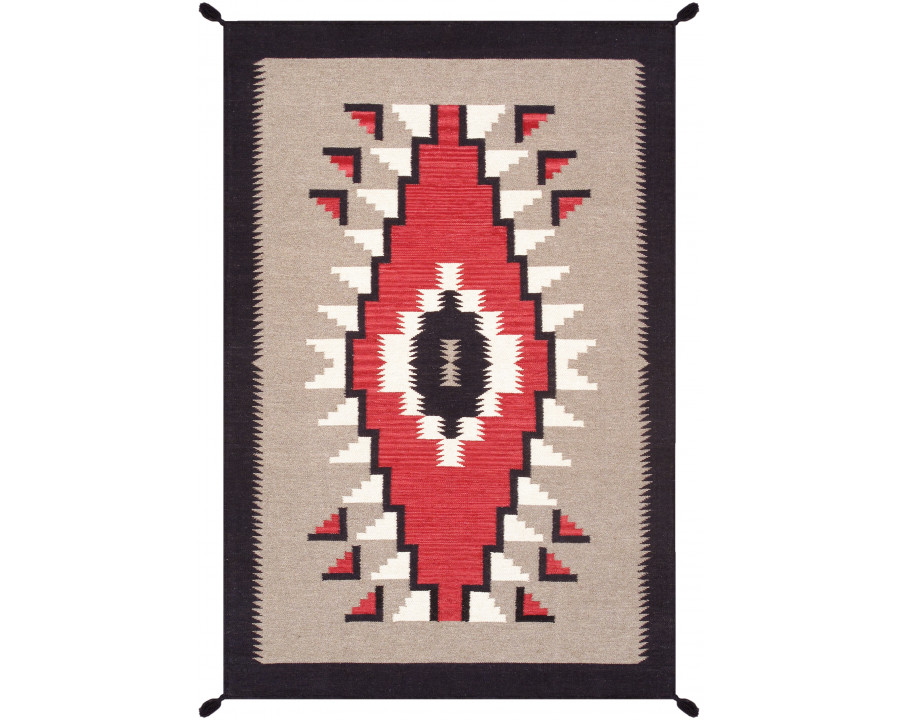 Pasargad - Tuscany Collection Flatweave Wool Area Rug in Mocha/Black, 48" x 71" (PNT-303 4x6)