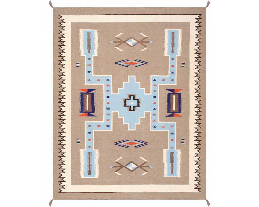 Pasargad - Tuscany Collection Flatweave Wool Area Rug in Mocha/Ivory, 97" x 122" (PNT-311 8x10)