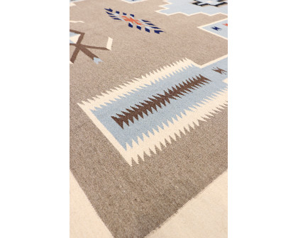 Pasargad - Tuscany Collection Flatweave Wool Area Rug in Mocha/Ivory, 97" x 122" (PNT-311 8x10)