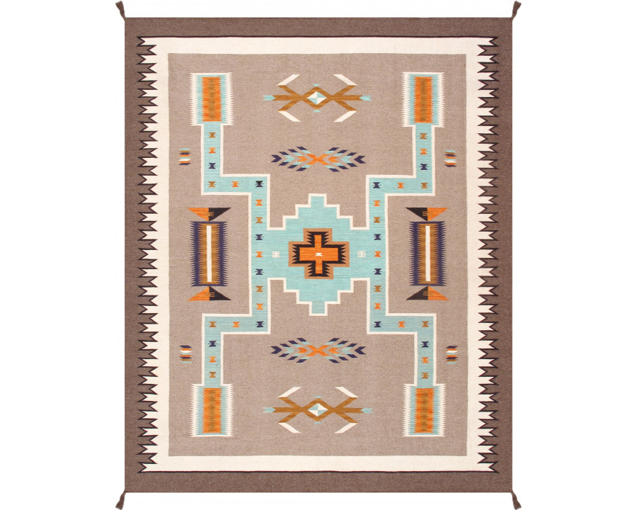 Pasargad - Tuscany Collection Flatweave Wool Area Rug in Mocha/Taupe, 98" x 120" (PNT-312 8x10)