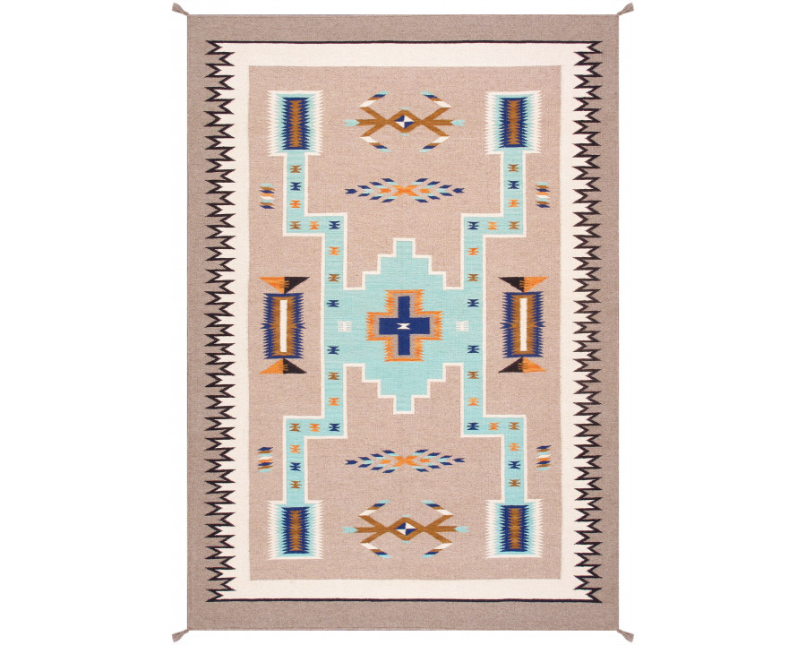 Pasargad - Tuscany Collection Flatweave Wool Area Rug in Mocha/Ivory, 74" x 108" (PNT-313 6x9)