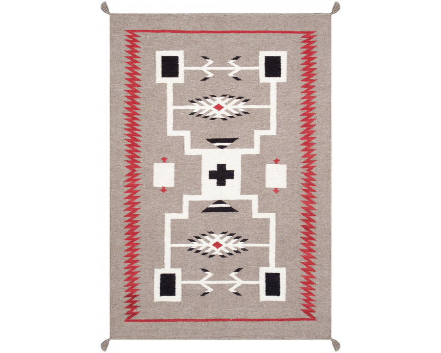 Pasargad - Tuscany Collection Flatweave Wool Area Rug in Mocha/Rust, 48" x 72" (PNT-315 4x6)