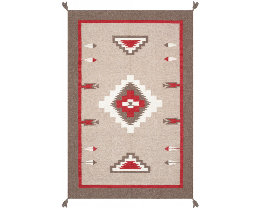 Pasargad - Tuscany Collection Flatweave Wool Area Rug in Mocha/Brown, 46" x 72" (PNT-316 4x6)