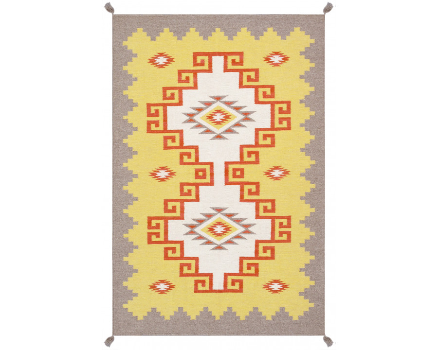 Pasargad - Tuscany Collection Flatweave Wool Area Rug in Yellow/Mocha, 47" x 72" (PNT-317 4x6)