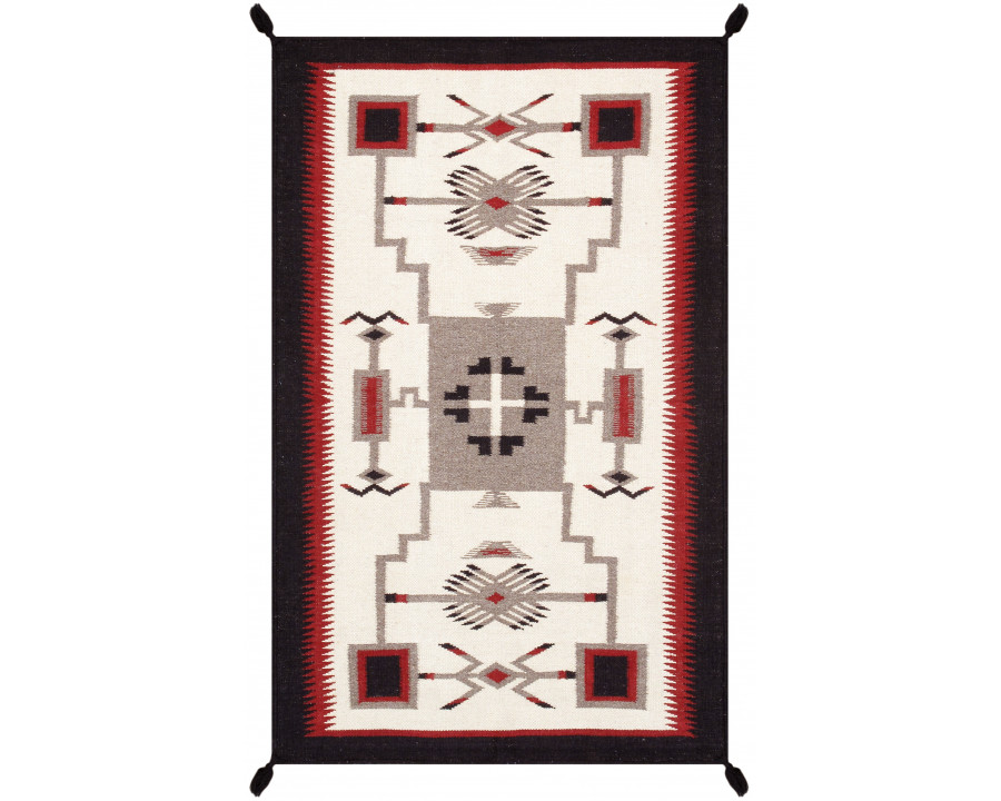 Pasargad Tuscany Collection Flatweave Wool Area Rug - Ivory/Black, 49" x 72" (PNT-319 4x6)