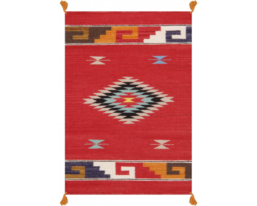 Pasargad - Tuscany Collection Flatweave Wool Area Rug in Red, 26" x 37" (PNT-327 2x3)