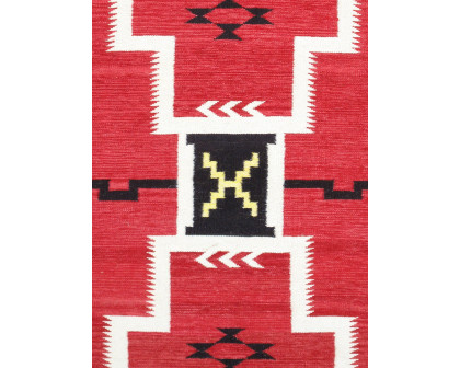 Pasargad - Tuscany Collection Flatweave Wool Area Rug in Red/Black, 75" x 106" (PNT-330 6x9)