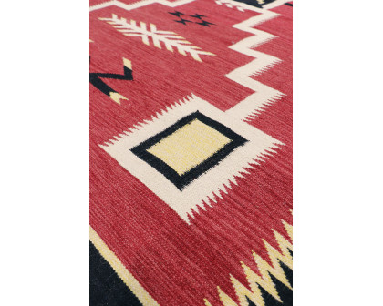 Pasargad - Tuscany Collection Flatweave Wool Area Rug in Red/Black, 75" x 106" (PNT-330 6x9)