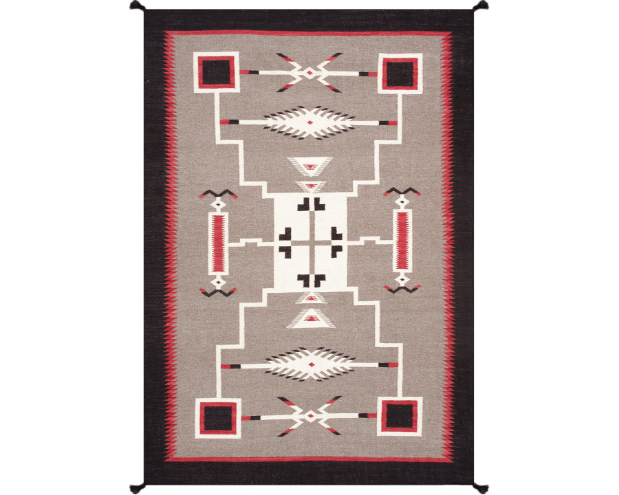 Pasargad - Tuscany Collection Flatweave Wool Area Rug in Mocha/Black, 74" x 106" (PNT-331 6x9)