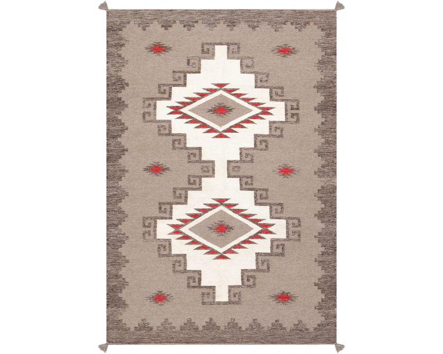 Pasargad - Tuscany Collection Flatweave Wool Area Rug in Ivory/Mocha, 59" x 87" (PNT-332 5x7)