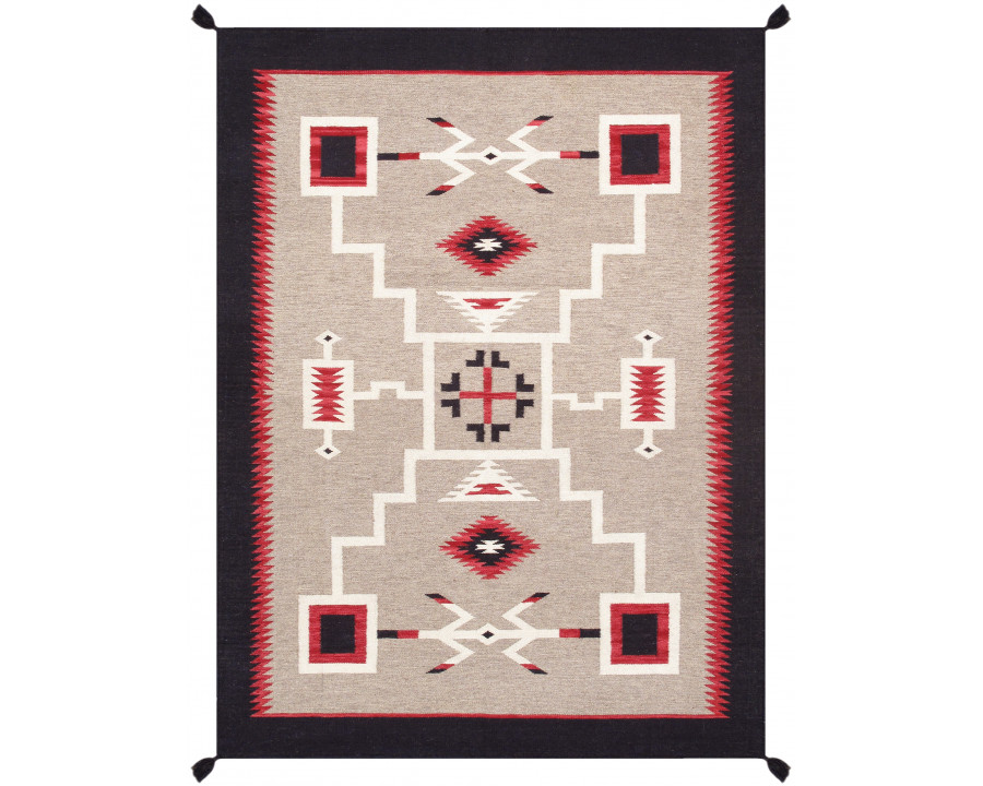 Pasargad - Tuscany Collection Flatweave Wool Area Rug in Mocha/Black, 62" x 83" (PNT-334 5x7)