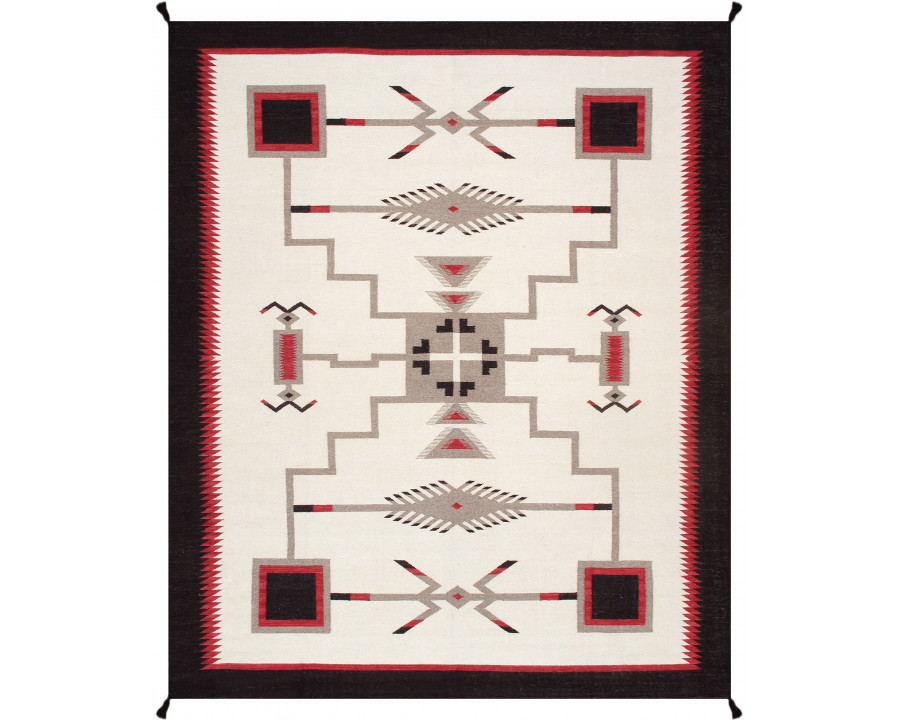 Pasargad - Tuscany Collection Flatweave Wool Area Rug in Ivory/Black, 98" x 118" (PNT-337 8x10)