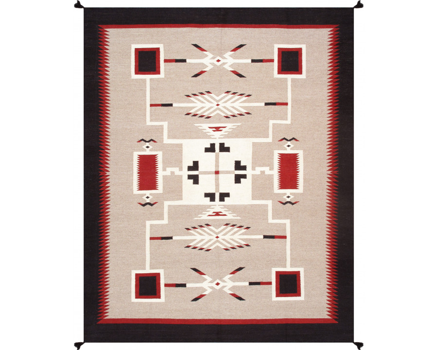 Pasargad - Tuscany Collection Flatweave Wool Area Rug in Mocha/Black, 97" x 118" (PNT-338 8x10)