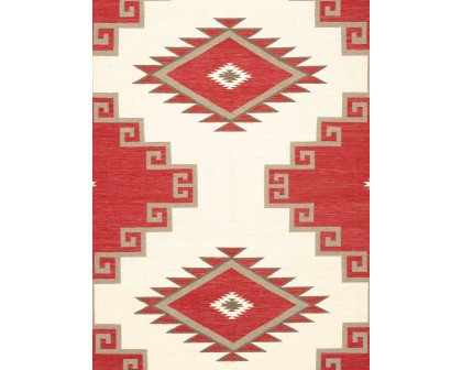 Pasargad - Tuscany Collection Flatweave Wool Area Rug in Ivory/Red, 109" x 146" (PNT-340 9x12)