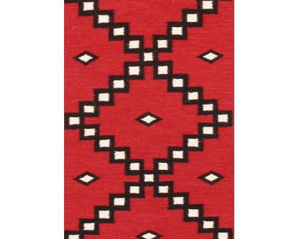 Pasargad - Tuscany Collection Flatweave Wool Area Rug in Red/Black, 31" x 98" (PNT-348 2.07x8)