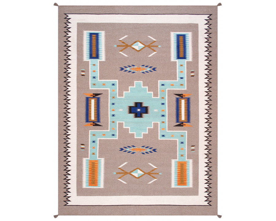 Pasargad - Tuscany Collection Flatweave Wool Area Rug in Mocha/Ivory, 108" x 143" (PNT-351 9x12)