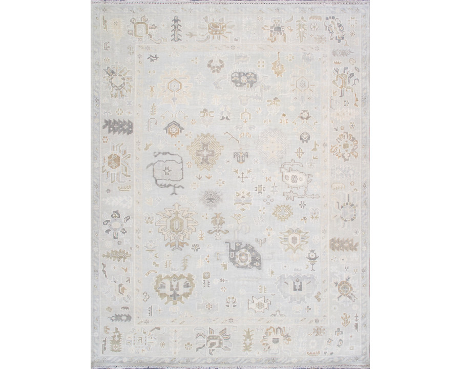 Pasargad - Oushak Collection Hand-Knotted Wool Area Rug in Blue/Gray, 93" x 118" (POK-06 8x10)